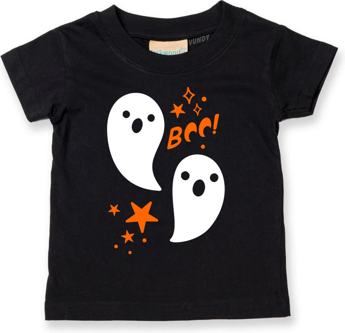 T-shirt kinderen Halloween Boo Spookjes | Halloween kostuum kind dames heren | verkleedkleren meisje jongen | Zwart | maat 80